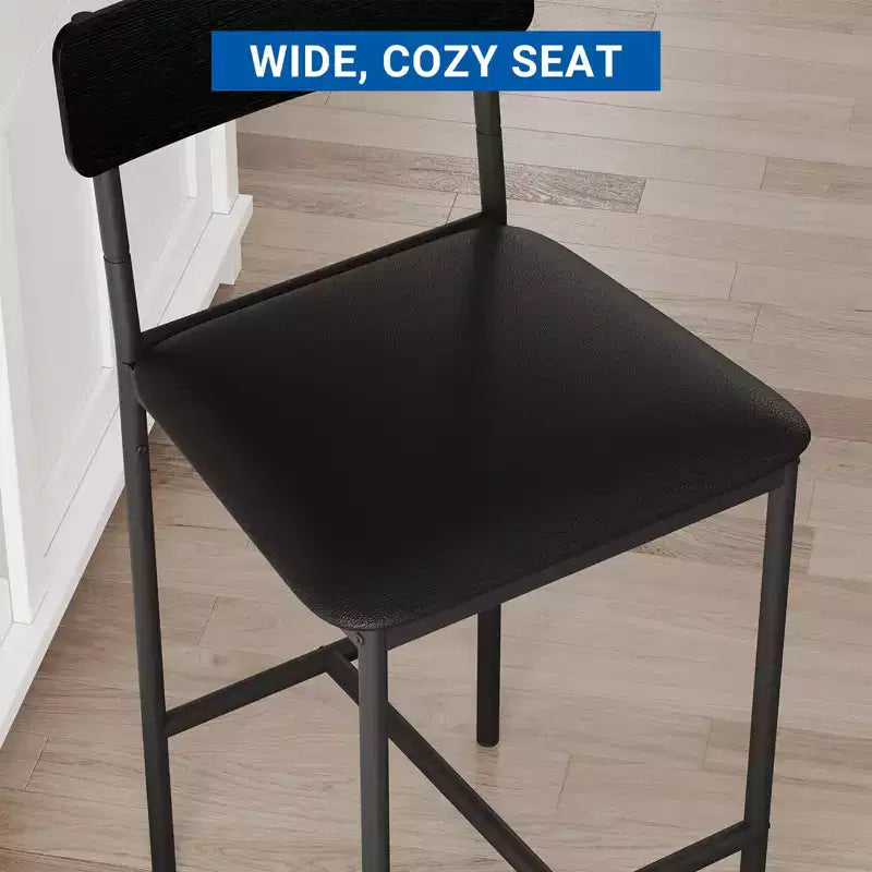 Lot de 4 tabourets de comptoir gris rembourrés Chaises de salle à manger modernes de 64,7 cm avec pieds en métal, repose-pieds et dossier pour îlot de cuisine ou salle à manger
