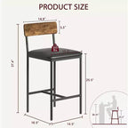 Lot de 4 tabourets de comptoir gris rembourrés Chaises de salle à manger modernes de 64,7 cm avec pieds en métal, repose-pieds et dossier pour îlot de cuisine ou salle à manger