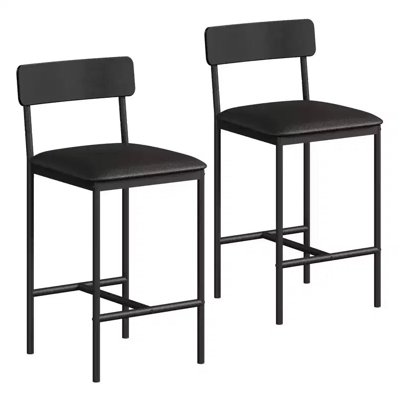 Lot de 4 tabourets de comptoir gris rembourrés Chaises de salle à manger modernes de 64,7 cm avec pieds en métal, repose-pieds et dossier pour îlot de cuisine ou salle à manger