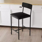 Lot de 4 tabourets de comptoir gris rembourrés Chaises de salle à manger modernes de 64,7 cm avec pieds en métal, repose-pieds et dossier pour îlot de cuisine ou salle à manger