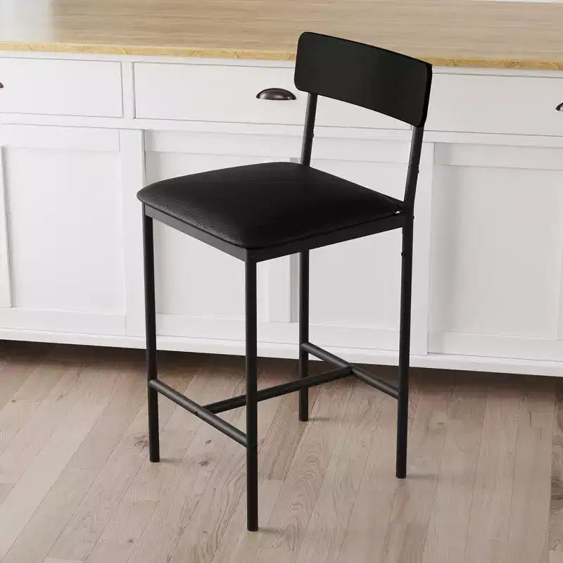 Lot de 4 tabourets de comptoir gris rembourrés Chaises de salle à manger modernes de 64,7 cm avec pieds en métal, repose-pieds et dossier pour îlot de cuisine ou salle à manger
