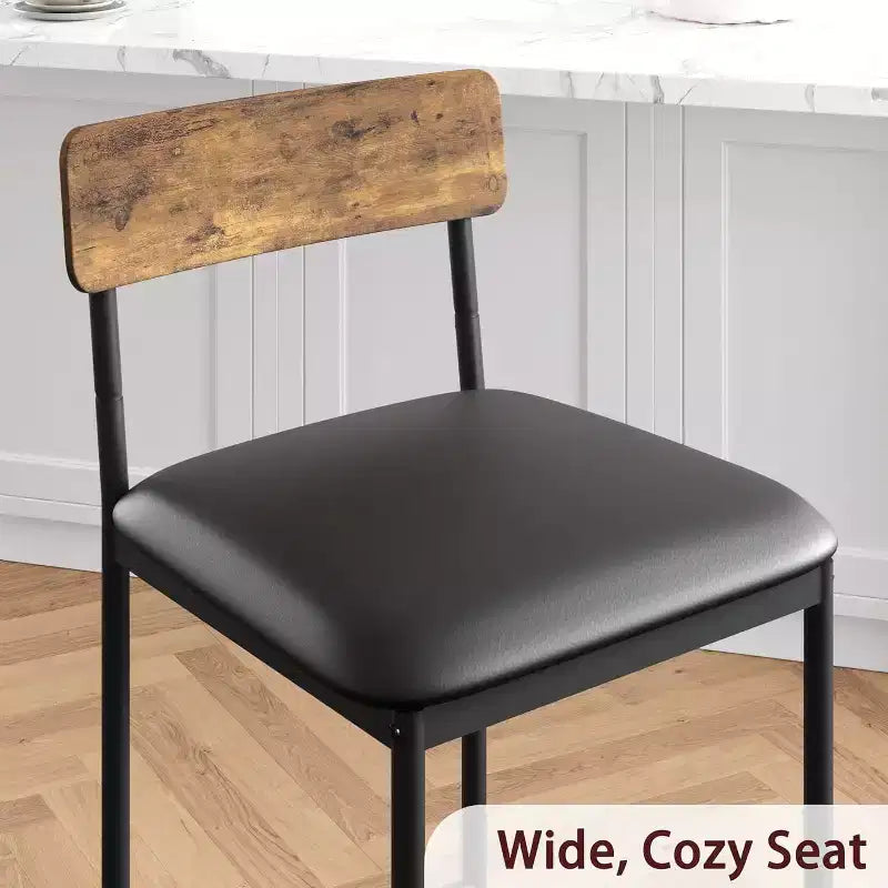 Lot de 4 tabourets de comptoir gris rembourrés Chaises de salle à manger modernes de 64,7 cm avec pieds en métal, repose-pieds et dossier pour îlot de cuisine ou salle à manger