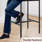 Lot de 4 tabourets de comptoir gris rembourrés Chaises de salle à manger modernes de 64,7 cm avec pieds en métal, repose-pieds et dossier pour îlot de cuisine ou salle à manger