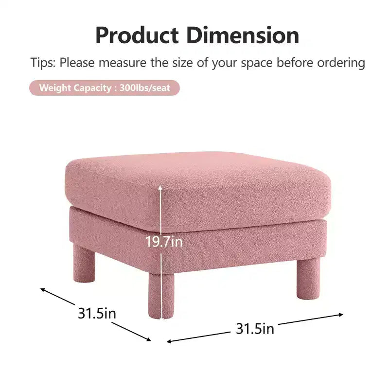 MAYEERTY Repose-pieds Ottomane Moderne en Polyester Bouclé, Tabouret Rembourré pour Salon, Chambre, Bureau