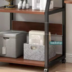 GustoWave Support d'imprimante à 3 niveaux sur roulettes, table d'imprimante mobile avec étagère de rangement, chariot d'imprimante roulant avec roulettes pour bureau à domicile