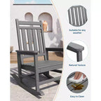 Fauteuil à bascule d'extérieur, chaise de jardin toutes saisons, chaises de patio résistantes aux intempéries, fauteuil à bascule en PEHD pour adultes, bascule de véranda pour jardin, terrasse de cour