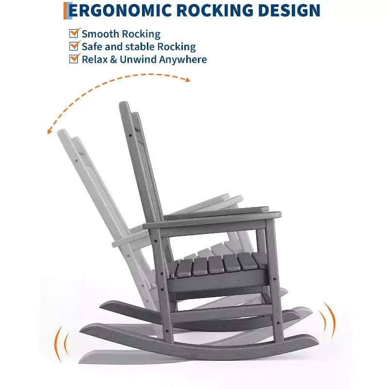 Fauteuil à bascule d'extérieur, chaise de jardin toutes saisons, chaises de patio résistantes aux intempéries, fauteuil à bascule en PEHD pour adultes, bascule de véranda pour jardin, terrasse de cour