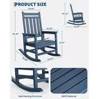 Fauteuil à bascule d'extérieur, chaise de jardin toutes saisons, chaises de patio résistantes aux intempéries, fauteuil à bascule en PEHD pour adultes, bascule de véranda pour jardin, terrasse de cour