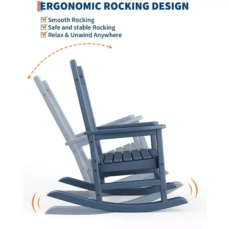 Fauteuil à bascule d'extérieur, chaise de jardin toutes saisons, chaises de patio résistantes aux intempéries, fauteuil à bascule en PEHD pour adultes, bascule de véranda pour jardin, terrasse de cour