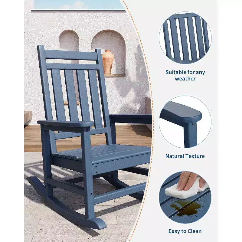Fauteuil à bascule d'extérieur, chaise de jardin toutes saisons, chaises de patio résistantes aux intempéries, fauteuil à bascule en PEHD pour adultes, bascule de véranda pour jardin, terrasse de cour