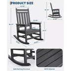 Fauteuil à bascule d'extérieur, chaise de jardin toutes saisons, chaises de patio résistantes aux intempéries, fauteuil à bascule en PEHD pour adultes, bascule de véranda pour jardin, terrasse de cour