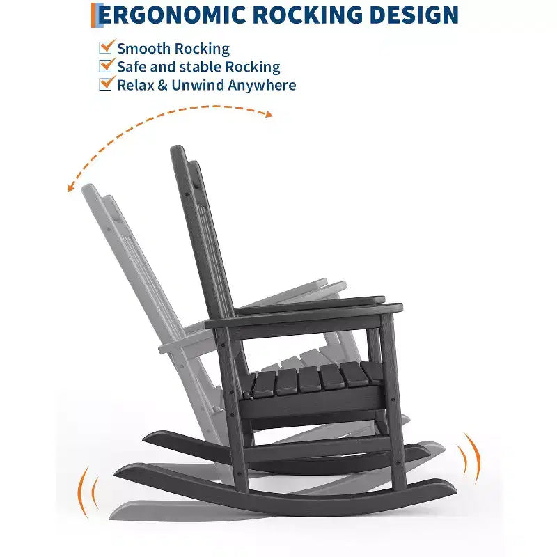 Fauteuil à bascule d'extérieur, chaise de jardin toutes saisons, chaises de patio résistantes aux intempéries, fauteuil à bascule en PEHD pour adultes, bascule de véranda pour jardin, terrasse de cour