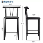 Lot de 2 tabourets de bar hauteur comptoir, tabourets de cuisine en similicuir avec repose-pieds et pieds en métal, tabourets rembourrés sans accoudoirs pour îlot de cuisine