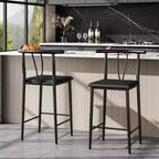 Lot de 2 tabourets de bar hauteur comptoir, tabourets de cuisine en similicuir avec repose-pieds et pieds en métal, tabourets rembourrés sans accoudoirs pour îlot de cuisine