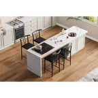 Lot de 2 tabourets de bar hauteur comptoir, tabourets de cuisine en similicuir avec repose-pieds et pieds en métal, tabourets rembourrés sans accoudoirs pour îlot de cuisine
