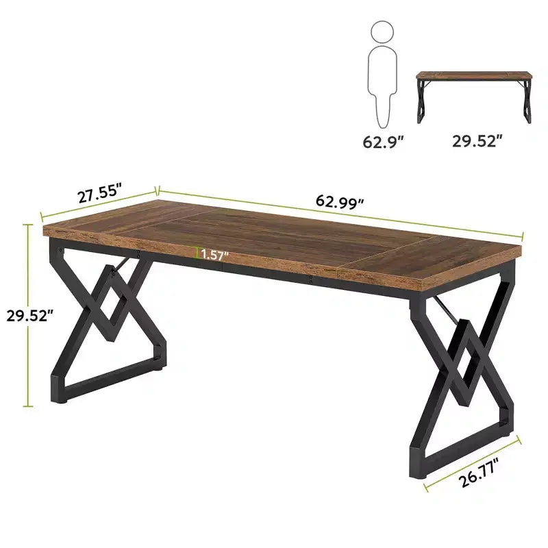 MAYEERTY Grand bureau de direction de 160 cm, bureau d'ordinateur moderne pour bureau à domicile