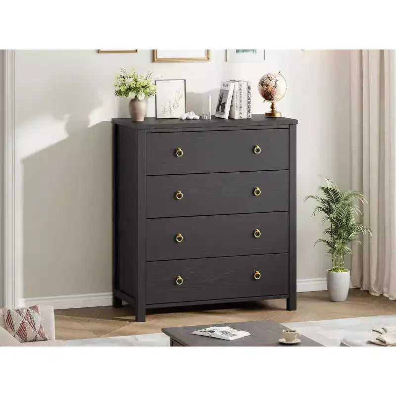 Commode haute à 4 tiroirs - Meuble de rangement 37 pour chambre, placard, chambre d'enfant, salon et couloir