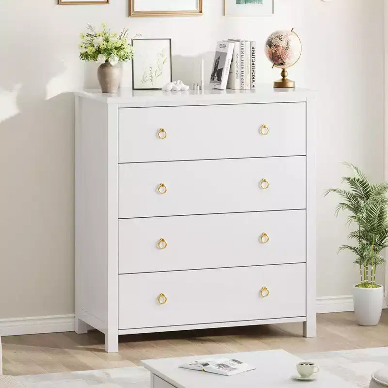Commode haute à 4 tiroirs - Meuble de rangement 37 pour chambre, placard, chambre d'enfant, salon et couloir