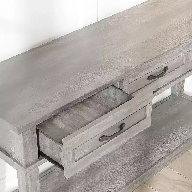 Acekool 54 Table d'entrée de ferme avec 3 tiroirs et 2 étagères ouvertes, console pour salon ou couloir