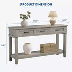 Acekool 54 Table d'entrée de ferme avec 3 tiroirs et 2 étagères ouvertes, console pour salon ou couloir