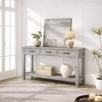 Acekool 54 Table d'entrée de ferme avec 3 tiroirs et 2 étagères ouvertes, console pour salon ou couloir
