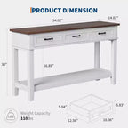 Acekool 54 Table d'entrée de ferme avec 3 tiroirs et 2 étagères ouvertes, console pour salon ou couloir