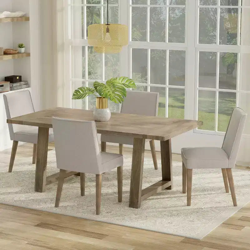 Table à manger de ferme Aeris de 183 cm en manguier massif