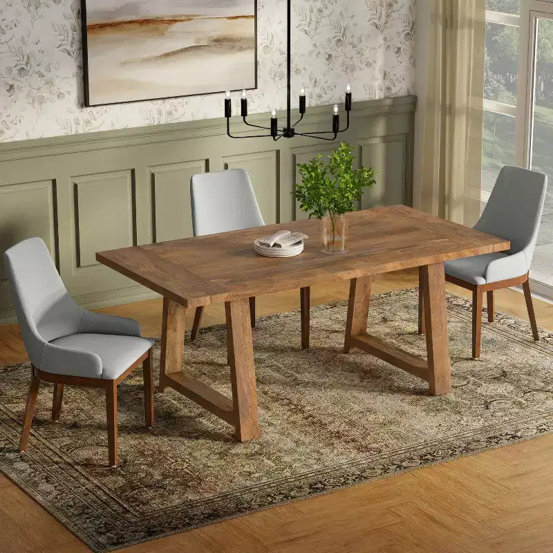 Table à manger de ferme Aeris de 183 cm en manguier massif