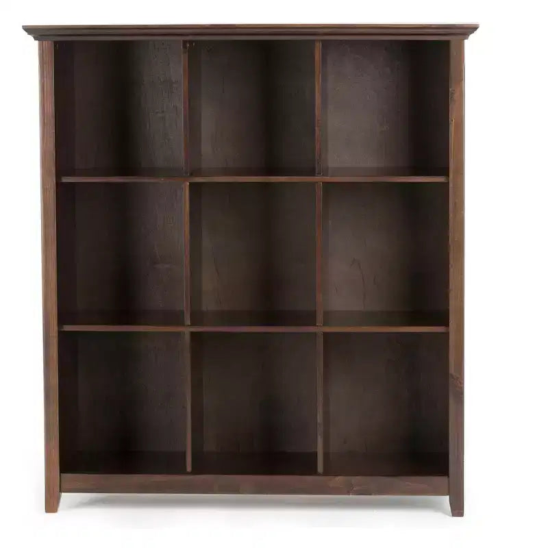 Bibliothèque et unité de rangement transitionnelles Normandie en BOIS MASSIF, 9 cubes, 48 po x 44 po
