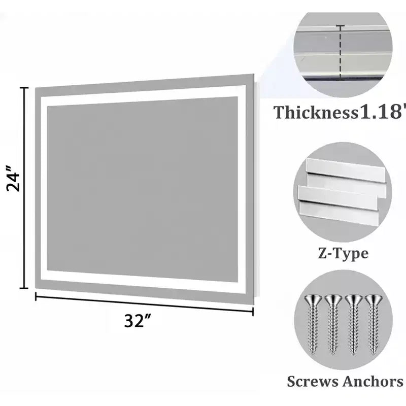 Miroir de salle de bain LED anti-buée New England Stories avec double éclairage avant et arrière