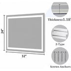 Miroir de salle de bain LED anti-buée New England Stories avec double éclairage avant et arrière