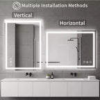 Miroir de salle de bain LED anti-buée New England Stories avec double éclairage avant et arrière