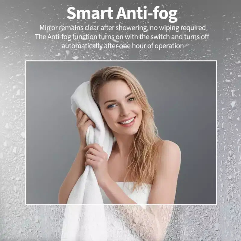 Miroir de salle de bain LED anti-buée New England Stories avec double éclairage avant et arrière