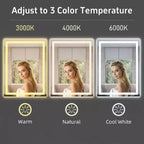Miroir de salle de bain LED anti-buée New England Stories avec double éclairage avant et arrière