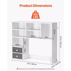 Étagère de bureau à 3 niveaux VIYET 31 - Bois blanc, deux tiroirs en tissu