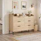6 commodes pour chambre à coucher, commode de 120 cm de large avec prises de courant, commode de rangement en bois pour le salon