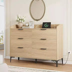 6 commodes pour chambre à coucher, commode de 120 cm de large avec prises de courant, commode de rangement en bois pour le salon