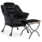 Fauteuil paresseux avec ottoman et pochette latérale - Fauteuil d'appoint moderne pour salon, chambre et bureau, siège de lecture confortable