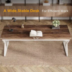 Grand bureau de direction Lantine de 78,74 pouces, table de travail et d'étude de bureau à domicile de style industriel, brun rustique/blanc