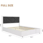 Cadre de lit moderne matelassé Acekool, lit plateforme blanc avec tête de lit pour chambre ou appartement