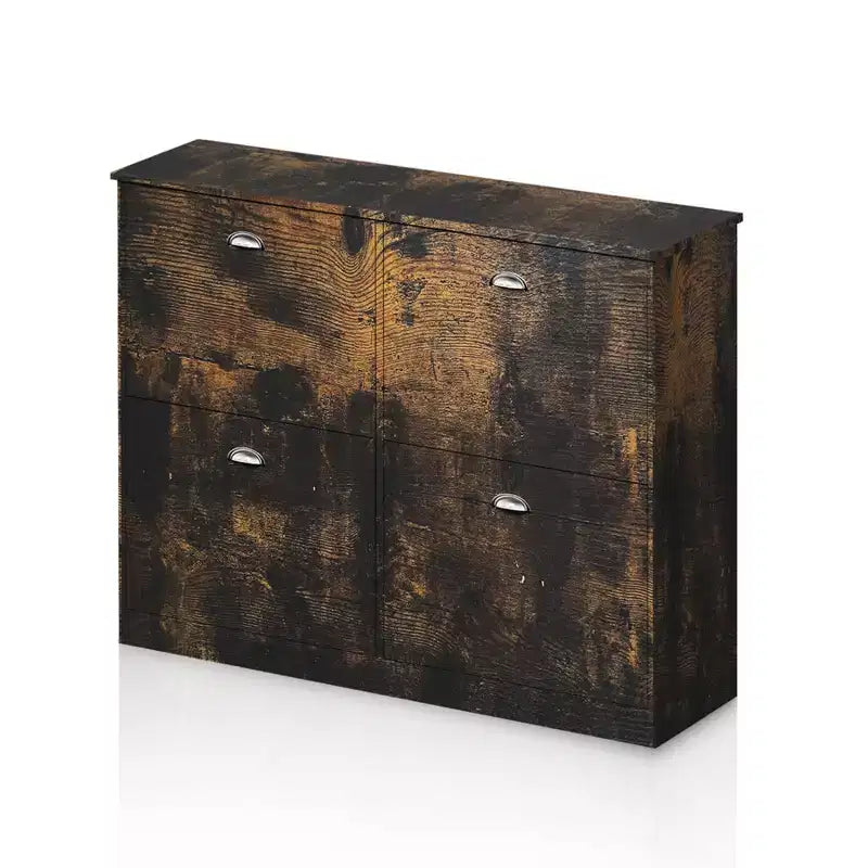 Meuble à chaussures en bois, meuble à chaussures fin et étroit dissimulé avec 4 tiroirs pour entrée, hall d'entrée, couloir, chambre