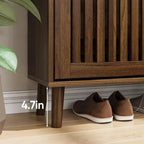 JVNOXK Meuble à chaussures autoportant de style Mid-Century Moderne de 80 cm avec 2 tiroirs basculants, rangement à chaussures style clôture pour couloirs et entrées