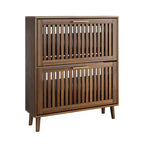 JVNOXK Meuble à chaussures autoportant de style Mid-Century Moderne de 80 cm avec 2 tiroirs basculants, rangement à chaussures style clôture pour couloirs et entrées
