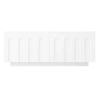MAYEERTY Meuble TV Blanc Élégant, Console Multimédia Design Arc avec 4 Tiroirs pour TV 80"