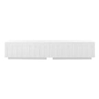 MAYEERTY Meuble TV Blanc Élégant, Console Multimédia Design Arc avec 4 Tiroirs pour TV 80"
