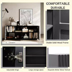 Buffet/bahut console TV 60" style moderne du milieu du siècle avec rangement, étagères réglables et motif géométrique