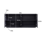 Buffet/bahut console TV 60" style moderne du milieu du siècle avec rangement, étagères réglables et motif géométrique