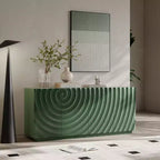Buffet/bahut console TV 60" style moderne du milieu du siècle avec rangement, étagères réglables et motif géométrique