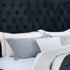 Lit Queen Size Royal Hampton, Tête de lit à Oreilles en Velours Noir