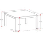 Table à manger carrée de style transitionnel Saige de 54 po x 54 po